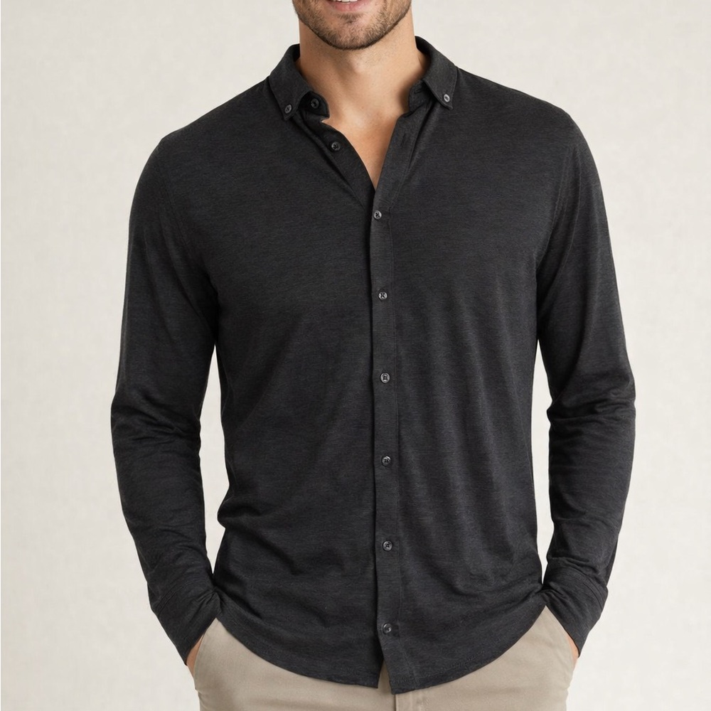 Vuori Men's Long Sleeve Button-Down Shirt in Charcoal